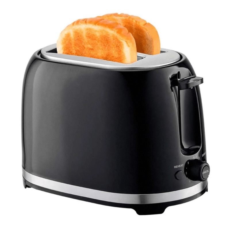Tostadora Imaco IBT2085N 2 panes 850W, diseño compacto con control de tostado ideal para desayunos rápidos, pan crujiente y delicioso.