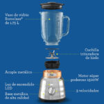 Licuadora Oster BLSTPBRG Osterizer Max 1500W Vaso de Vidrio 1.75 L - Imagen 5