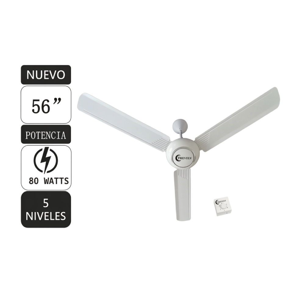 Ventilador-De-Techo-Trevely-VT-5680-56-90w Ventilador De Techo Trevely VT-5680 56" 90w - Imagen 1