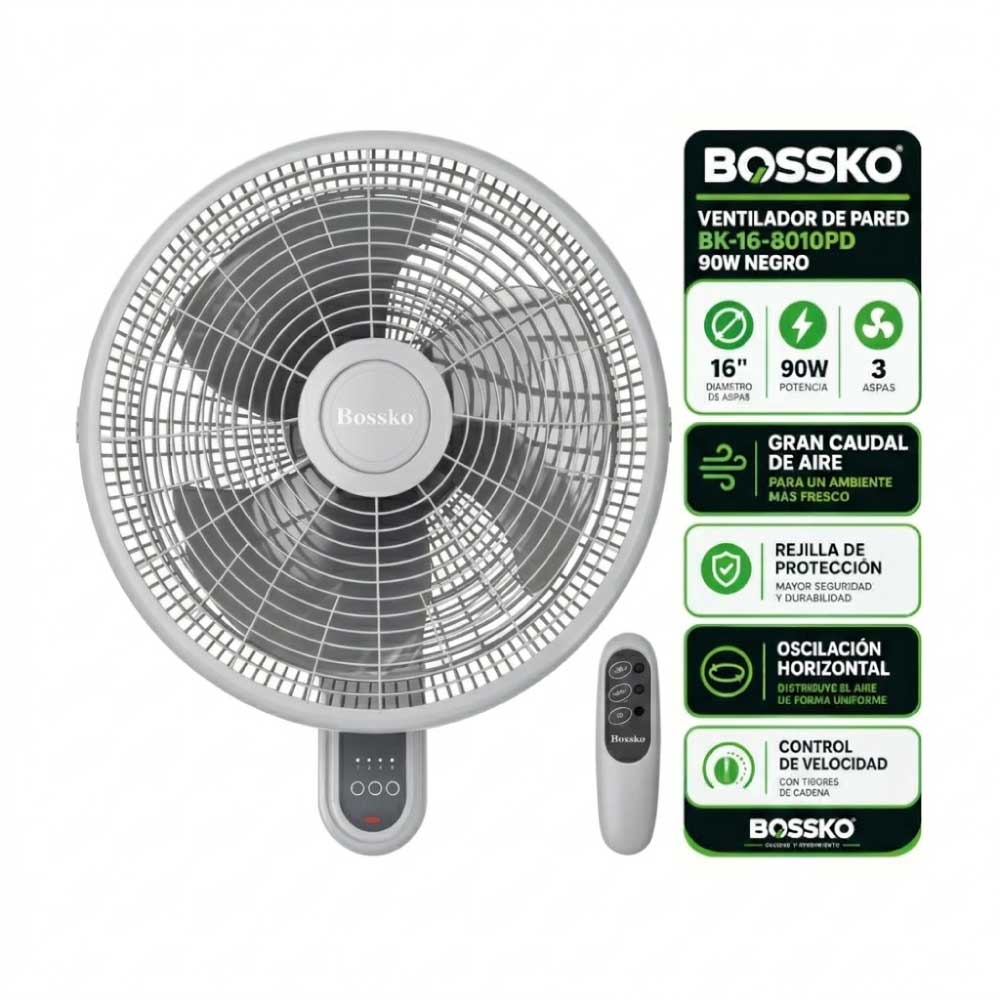 Ventilador-de-Pared-Bossko-BK-16-8010PD-16-C.C-Remoto-90w-Plomo Ventilador de Pared Bossko BK-16-8010PD 16" C.C Remoto 90w - Imagen 1